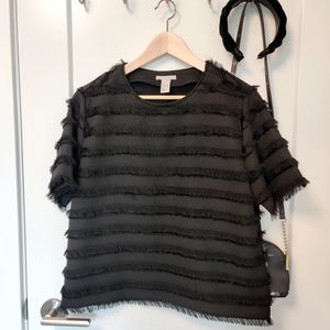 H&M black fringe top, size 8.